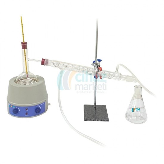 Damıtma Düzeneği - Cam Distilasyon Seti - Destilasyon Düzeneği - 2000 ml Damıtma Düzeneği - Cam Distilasyon Seti - Destilasyon Düzeneği - 2000 ml