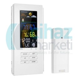 CMT-WS35S Dijital İç Dış Termometre - Wireless Hava Takip Sistemi - İç ve Dış Mekan Sıcaklık, Nem, Hava Durumu Ölçer – Beyaz