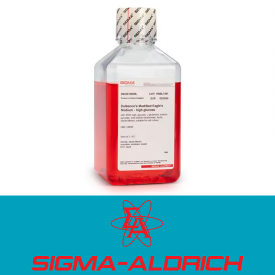 Sigma-Aldrich D6429-500ML DMEM - HIGH GLUCOSE, WITH SODIUM BICARBONATE, ʟ-GLUTAMINE AND SODIUM PYRUVATE, LIQUID, STERILE-FILTERED, SUITABLE FOR CELL CULTURE Sigma-Aldrich D6429-500ML DMEM - HIGH GLUCOSE, WITH SODIUM BICARBONATE, ʟ-GLUTAMINE AND SODIUM PYRUVATE, LIQUID, STERILE-FILTERED, SUITABLE FOR CELL CULTURE