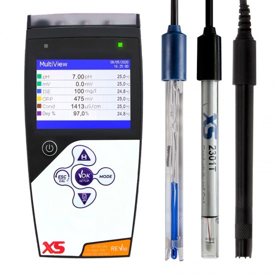 XS Instruments Revio Taşınabilir Multiparametre Ölçer + XS 201 T pH Elektrotu + 2301T İletkenlik Hücresi + DO7/3MT Polarografik Çözünmüş Oksijen Sensörü XS Instruments Revio Taşınabilir Multiparametre Ölçer + XS 201 T pH Elektrotu + 2301T İletkenlik Hücresi + DO7/3MT Polarografik Çözünmüş Oksijen Sensörü